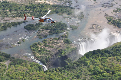 Helicopter over Victoria Falls